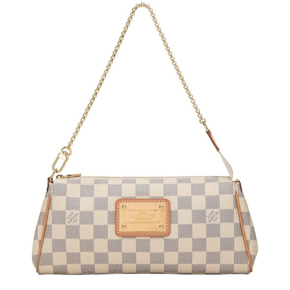 Louis Vuitton White Damier Azur Canvas & Vachetta Leather Eva (Authentic